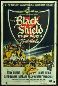 2c134 BLACK SHIELD OF FALWORTH 1sheet '54 Tony Curtis, Janet Leigh, knighthood's epic age!