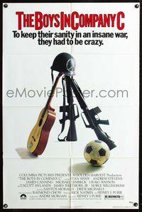 2c157 BOYS IN COMPANY C 1sheet '78 the insane Vietnam War, cool image of guitar, guns & soccer ball!
