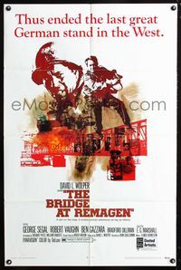 2c166 BRIDGE AT REMAGEN one-sheet poster '69 George Segal, Robert Vaughn, cool World War II art!