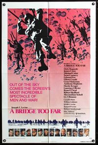 2c169 BRIDGE TOO FAR style B one-sheet '77 Michael Caine, Sean Connery, cool paratrooper artwork!