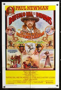 2c178 BUFFALO BILL & THE INDIANS one-sheet '76 art of Paul Newman as William F. Cody by Willardson!