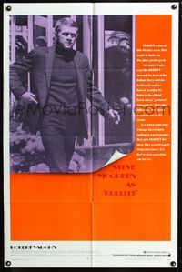 2c181 BULLITT one-sheet movie poster '69 Steve McQueen, Peter Yates crime car chase classic!