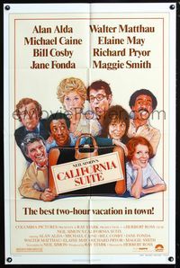2c190 CALIFORNIA SUITE style B 1sh '78 art of Alan Alda, Michael Caine & Jane Fonda by Drew Struzan!