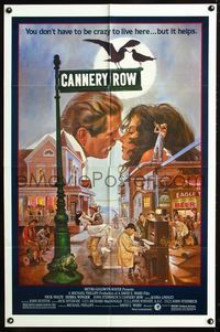 2c193 CANNERY ROW one-sheet '82 cool kiss close up art of Nick Nolte & Debra Winger by John Solie!