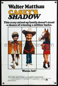 2c201 CASEY'S SHADOW one-sheet '78 Walter Matthau tries to win a million bucks on horse racing!