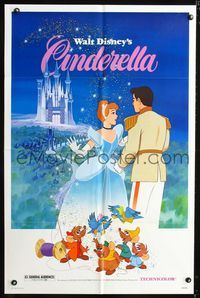 2c217 CINDERELLA one-sheet movie poster R81 Walt Disney classic romantic fantasy cartoon!
