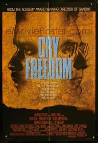 2c268 CRY FREEDOM one-sheet '87 Kevin Kline, Denzel Washington, directed by Richard Attenborough!