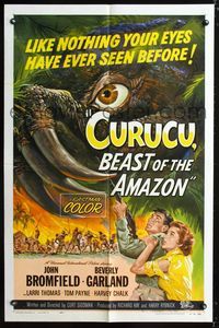 2c270 CURUCU BEAST OF THE AMAZON one-sheet '56 Universal horror, great monster art by Reynold Brown!