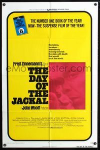 2c277 DAY OF THE JACKAL 1sheet '73 Fred Zinnemann assassination classic, master killer Edward Fox!