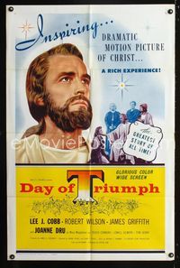 2c278 DAY OF TRIUMPH one-sheet movie poster '54 Irving Pichel directs the inspiring Life of Christ!