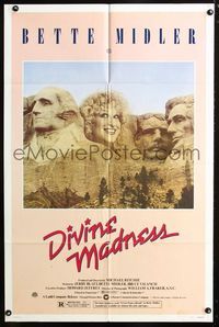 2c299 DIVINE MADNESS style A one-sheet '80 great image of Bette Midler as part of Mt. Rushmore!