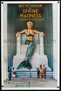 2c300 DIVINE MADNESS style B one-sheet '80 sexy mermaid Bette Midler is a national treasure chest!