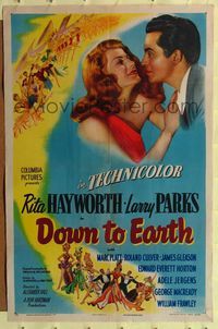 2c016 DOWN TO EARTH style B one-sheet '46 photographic image of sultry Rita Hayworth & Larry Parks!