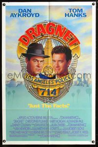 2c310 DRAGNET one-sheet movie poster '87 art of Dan Aykroyd as Joe Friday with Tom Hanks by McGinty!