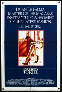 2c311 DRESSED TO KILL one-sheet movie poster '80 Michael Caine, Brian De Palma, sexy legs!