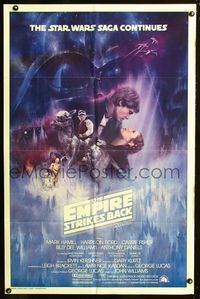 2c323 EMPIRE STRIKES BACK GWTW int'l 1sh '80 George Lucas classic, best art by Roger Kastel!