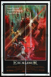 2c334 EXCALIBUR one-sheet movie poster '81 John Boorman, cool medieval fantasy artwork by Bob Peak!