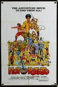 2c432 HOT POTATO one-sheet movie poster '76 art of kung fu hero Jim Kelly by Robert Tanenbaum!