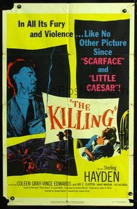 2c460 KILLING one-sheet '56 Stanley Kubrick's ultra violent film noir classic, Sterling Hayden