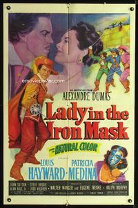 2c463 LADY IN THE IRON MASK one-sheet poster '52 Louis Hayward, Patricia Medina, Three Musketeers!