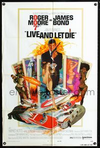 2c008 LIVE & LET DIE west hemi one-sheet '73 art of Roger Moore as James Bond by Robert McGinnis!