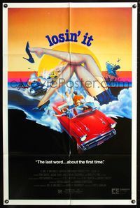 2c471 LOSIN' IT one-sheet '83 the last word about the first time, cool sexy legs on beach art!