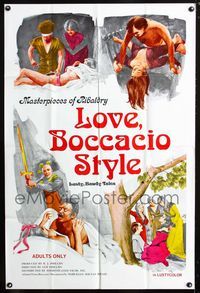 2c473 LOVE BOCCACIO STYLE one-sheet poster '71 art of masterpieces of ribaldry, lusty, bawdy tales!