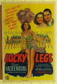 2c475 LUCKY LEGS one-sheet '42 art of sexy showgirl Jinx Falkenburg who had the town at her feet!