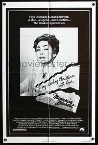 2c493 MOMMIE DEAREST one-sheet movie poster '81 great portrait of Faye Dunaway as Joan Crawford!