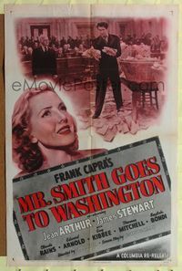 2c497 MR. SMITH GOES TO WASHINGTON 1sh R49 Frank Capra, James Stewart in Congress,sexy Jean Arthur!