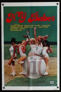 2c503 N.Y. BABES one-sheet movie poster '79 sexiest X-rated female New York baseball players ever!