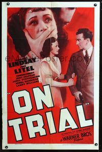 2c519 ON TRIAL one-sheet movie poster '39 Margaret Lindsay grabs lawyer John Litel with gun!