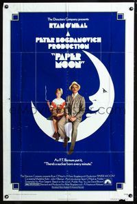 2c529 PAPER MOON one-sheet poster '73 great image of smoking Tatum O'Neal with dad Ryan O'Neal!