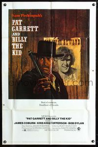 2c532 PAT GARRETT & BILLY THE KID one-sheet '73 Sam Peckinpah, Bob Dylan, James Coburn, Lesset art!
