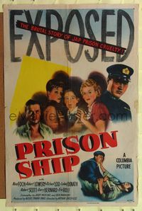 2c542 PRISON SHIP 1sheet '45 Nina Foch & Robert Lowery in a brutal story of Japanese prison cruelty!