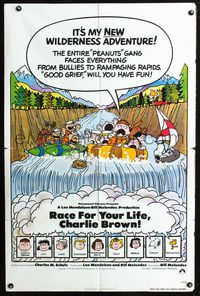 2c544 RACE FOR YOUR LIFE CHARLIE BROWN int'l one-sheet '77 Charles M. Schulz, Snoopy, Peanuts!