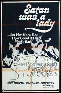 2c557 SATAN WAS A LADY one-sheet movie poster '75 Doris Wishman, sexiest line art of female devil!