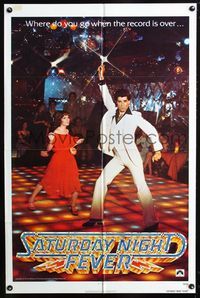 2c558 SATURDAY NIGHT FEVER teaser one-sheet poster '77 best image of disco dancer John Travolta!