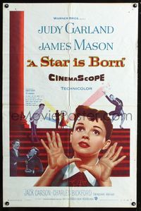 2c579 STAR IS BORN one-sheet poster '54 great close up art of Judy Garland, James Mason, classic!