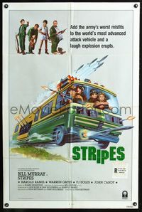 2c587 STRIPES int'l 1sh '81 Ivan Reitman classic military comedy, great different art by Thurston!