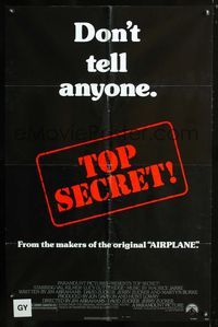 2c610 TOP SECRET one-sheet movie poster '84 Val Kilmer in Zucker Bros. James Bond spy spoof!