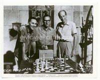 2d002 3 WORLDS OF GULLIVER candid 8x10.25 '60 Ray Harryhausen with producers & cool miniature set!