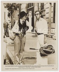 2d032 ANNIE HALL 8x10 still '77 Woody Allen & Diane Keaton in classic clothing with tennis rackets!