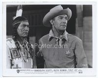 2d059 COLT .45 8x10.25 still '50 great close up of cowboy Randolph Scott & Native American Indian!