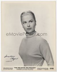 2d066 DELICATE DELINQUENT signed 8x10.25 '57 by Martha Hyer, who is wearing a tight sexy sweater!