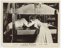 2d076 FLY 8x10 movie still '58 Patricia Owens tries to pull Al Hedison from huge press machine!