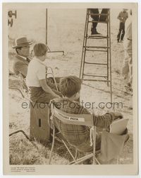 2d006 BIG COUNTRY candid 8x10 '58 Gregory Peck sitting in costume with sons on the set of the movie!