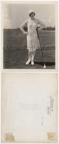 2d123 JEAN ARTHUR 8x10 '28 incredible full-length portrait of flapper girl w/golf club on course!