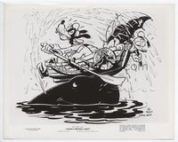 2d144 MICKEY'S BIRTHDAY PARTY 8x10.25 still '42 great image of Goofy & Donald in rowboat on whale!