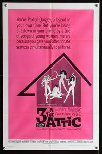 2e021 3 IN THE ATTIC one-sheet movie poster '68 Yvette Mimieux, great sexy silhouette artwork!